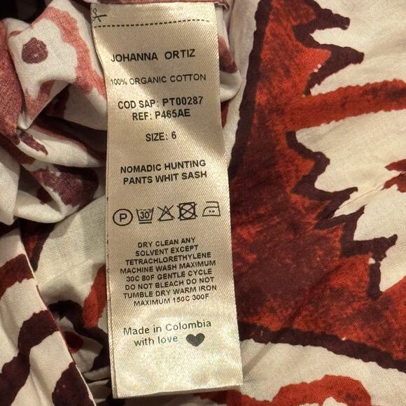Johanna Ortiz Baru Nomadic Hunting Paperbag Cotton Pants Rust Red Size 6 NWT - Picture 8 of 10